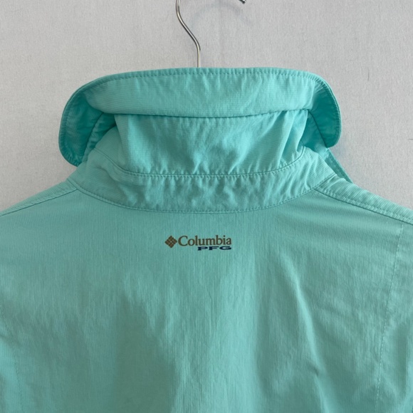 COLUMBIA PFG Omni-Shade Sun Protection Sz M Drawstring Pop Over Tunic Turquoise - Picture 8 of 11
